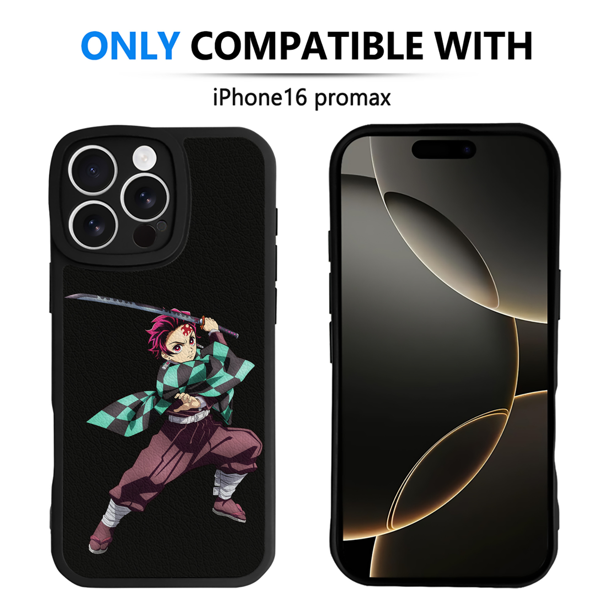 （画像用） 鬼滅の刃 竈門 炭治郎／かまど たんじろう Kamado Tanjirou 【iPhone 16シリーズ対応】シリコンスマホケース（レザー調） 材質：シリコン